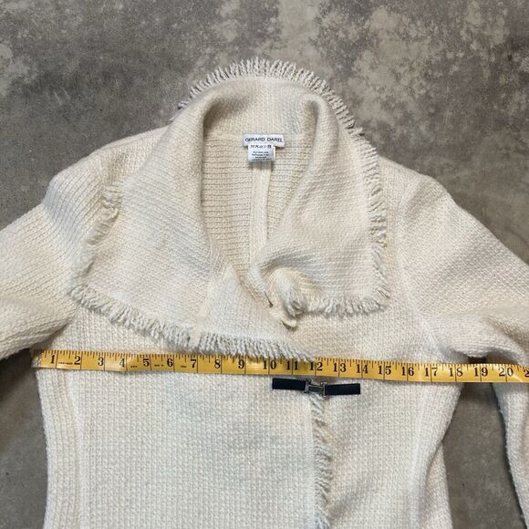 Gerard Darel‎ Sweater Womens 8 Cream Cardigan Virgin Wool Blend Poland Knit - Picture 3 of 9